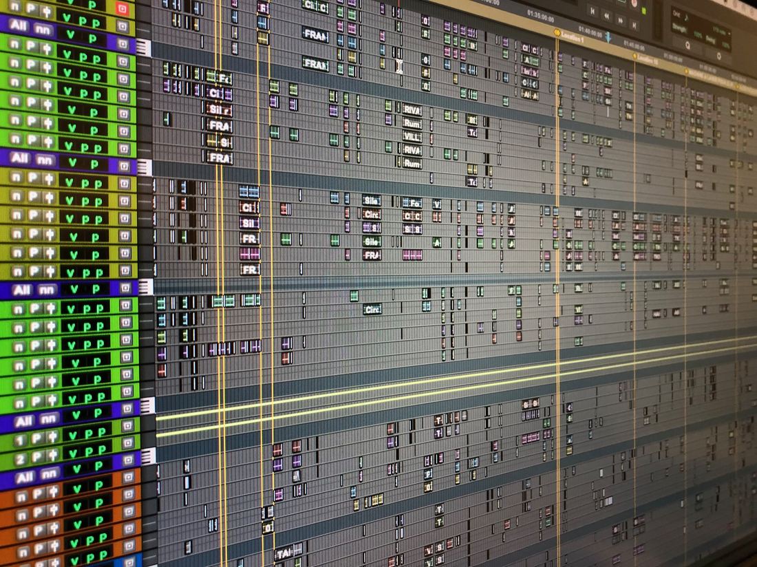 Session de montage son, timeline Pro Tools